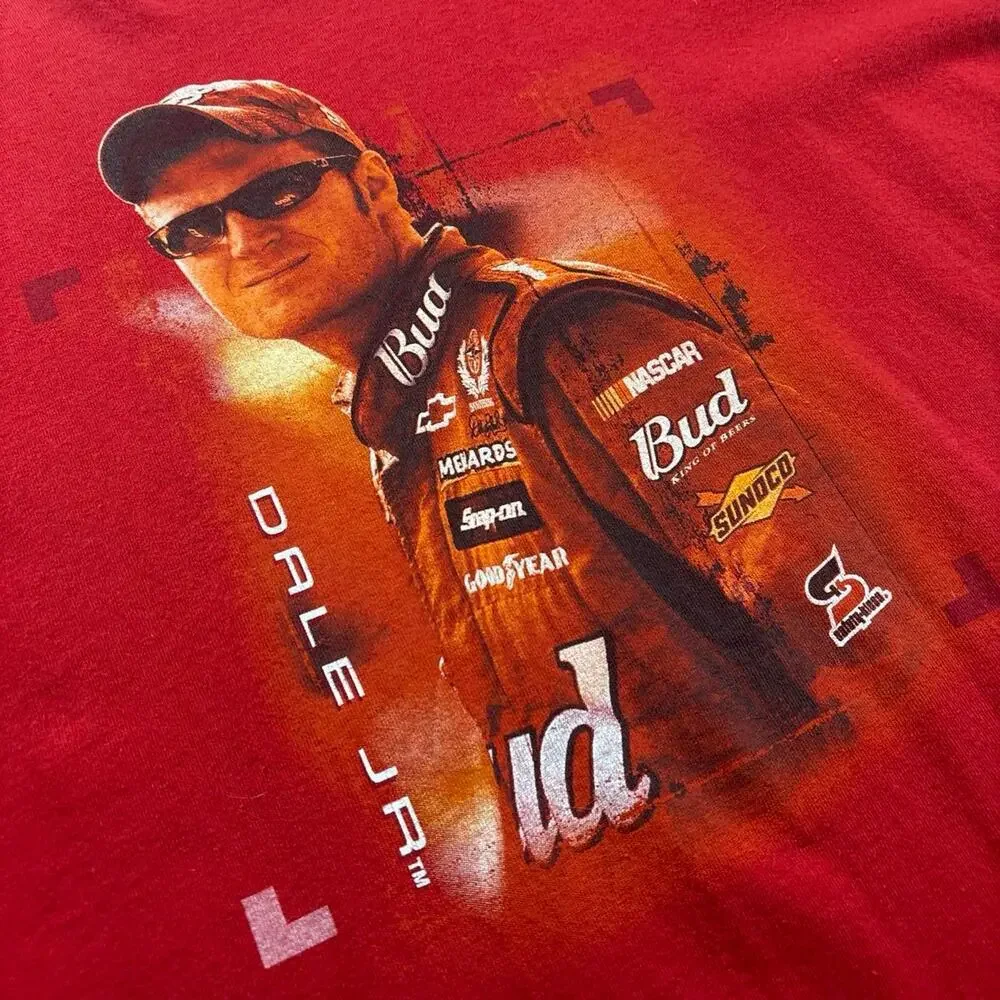 Vintage Dale Earnhardt Jr. 8 Budweiser NASCAR 2XL Red Graphic T-Shirt